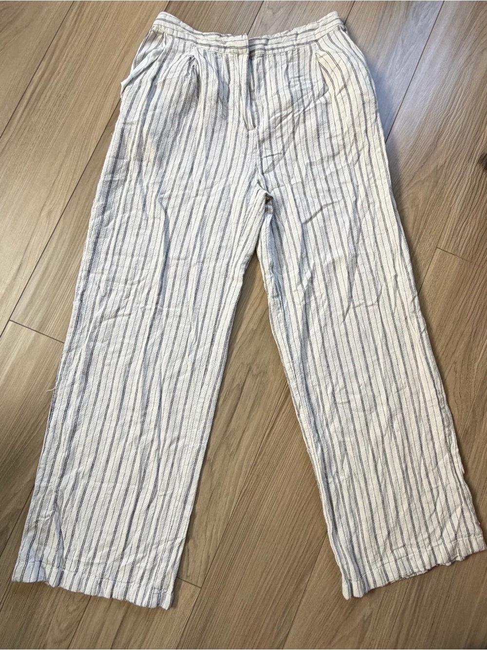 Rachel Zoe Lightweight Striped Linen-Blend Wide Leg Crop - White & Black